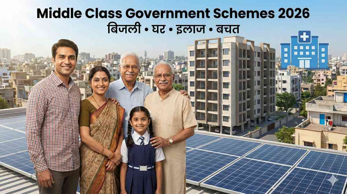 Government Schemes for Middle Class in 2026 – बिजली, घर, इलाज और बचत की पूरी जानकारी