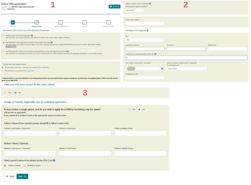 PAN Card Apply Online 2026 personal details form