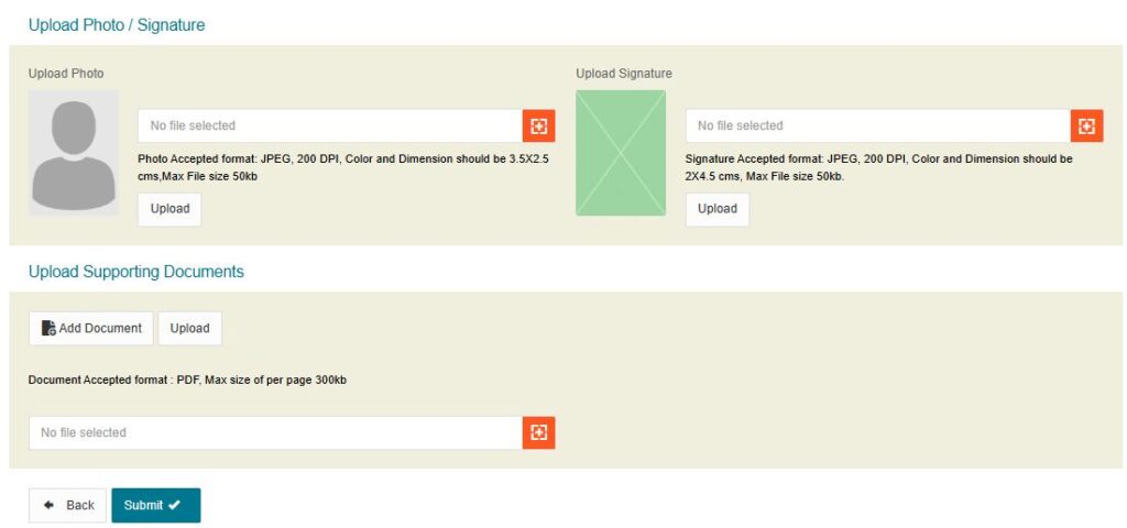 PAN Card photo signature upload size guide