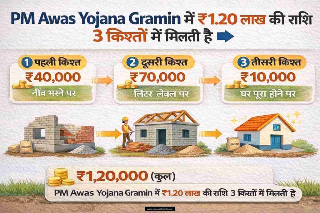 PM Awas Yojana Gramin List 2026 installment process first second third installment payment