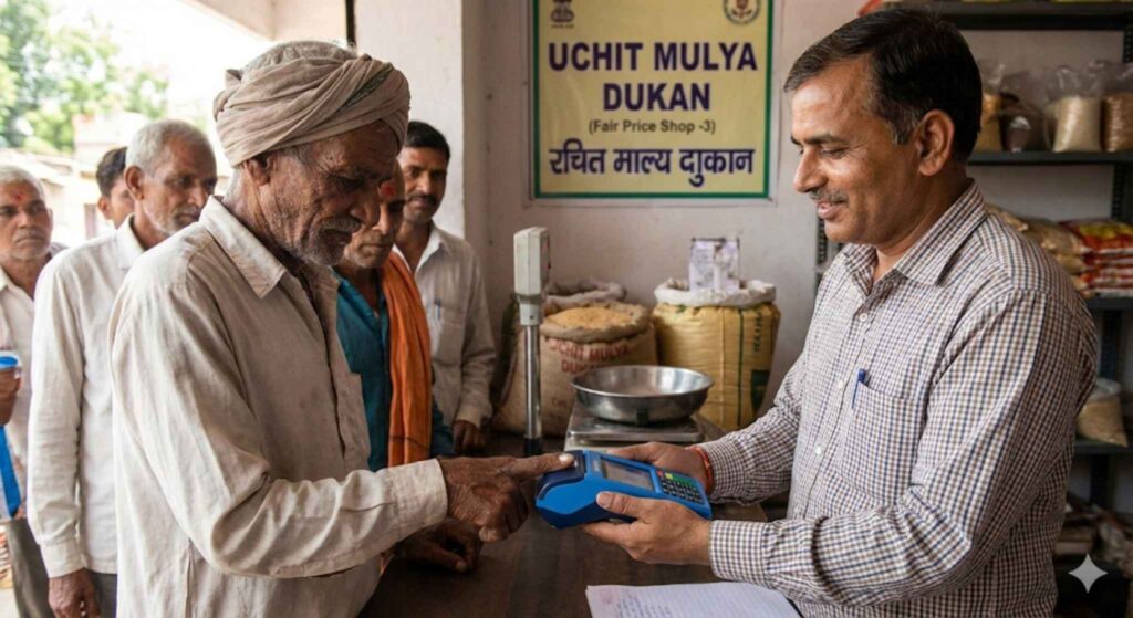 Offline ration card eKYC biometric verification at dealer shop