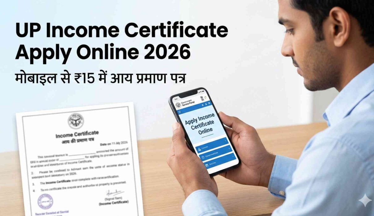 UP Income Certificate Apply Online 2026 mobile se ₹15 me ay praman patra kaise banaye