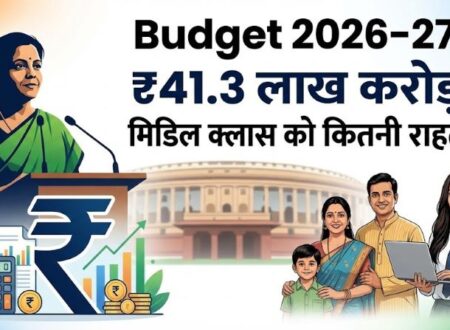Union Budget 2026-27 में ₹41.3 लाख करोड़ का बजट – मिडिल क्लास, टैक्स और छात्रों को क्या राहत मिली