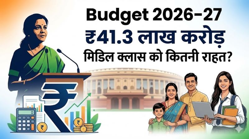 Union Budget 2026-27 में ₹41.3 लाख करोड़ का बजट – मिडिल क्लास, टैक्स और छात्रों को क्या राहत मिली